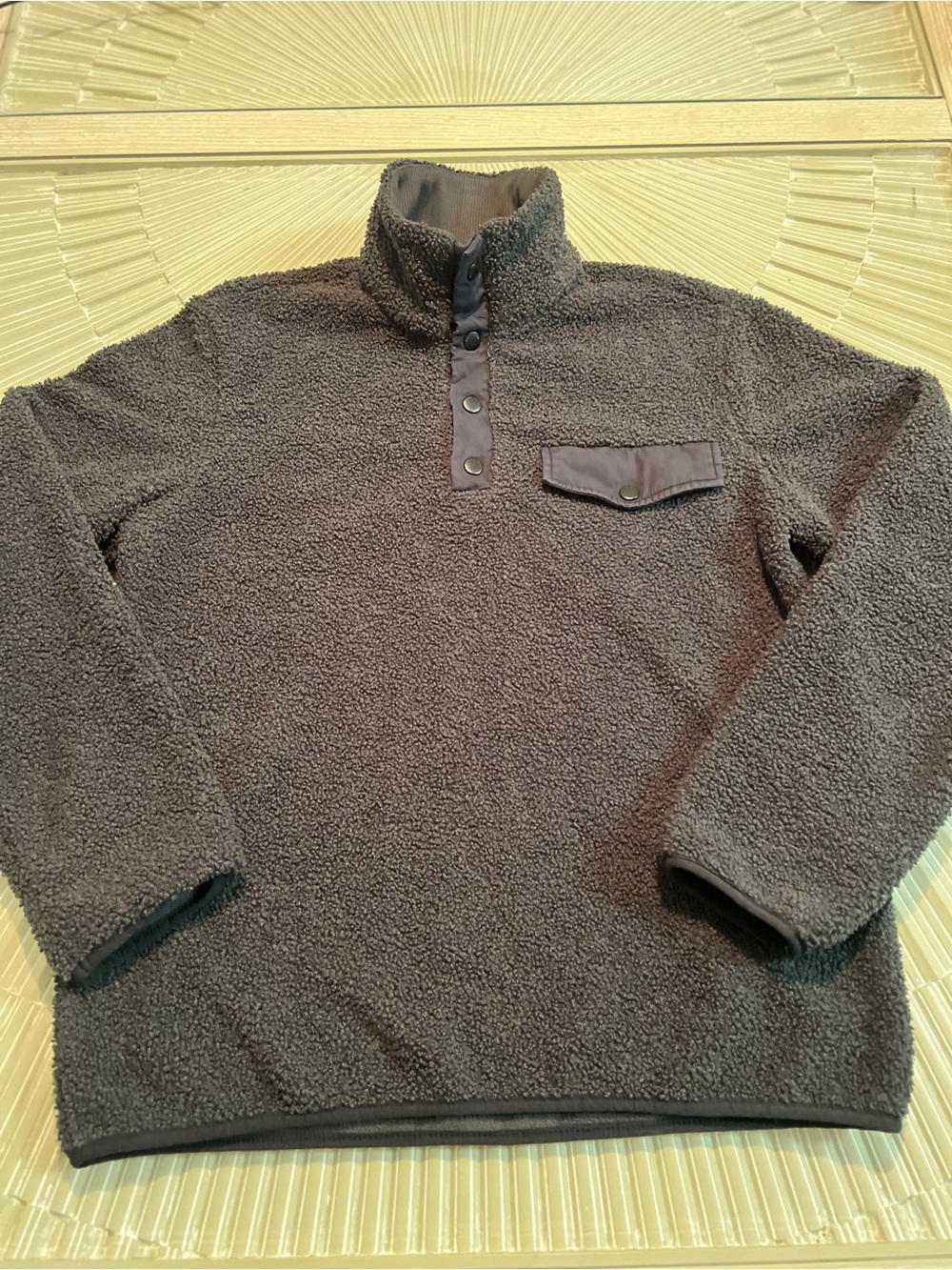 Magaschoni Men's Charcoal Sherpa Snap-Front Zip-Up